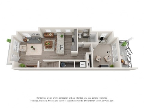 Floor plan for 3 beds, 3 baths, 1675 sqft